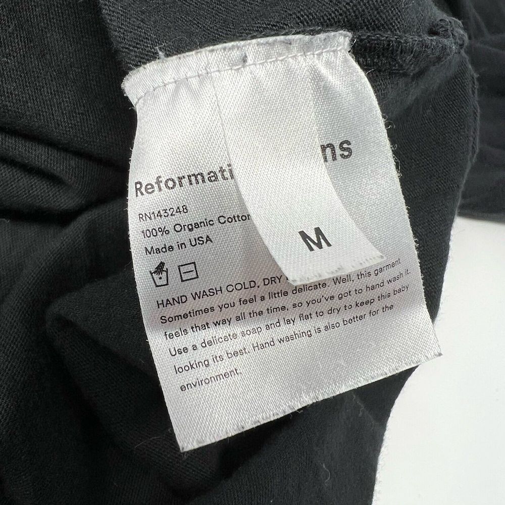 Reformation Jeans Organic Cotton Tie Front Black Long Sleeve Shirt Closet Basic - Picture 5 of 7
